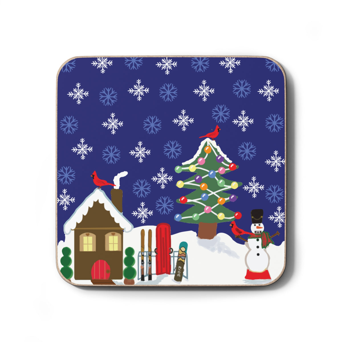 Snowman Ski Holiday Coaster
