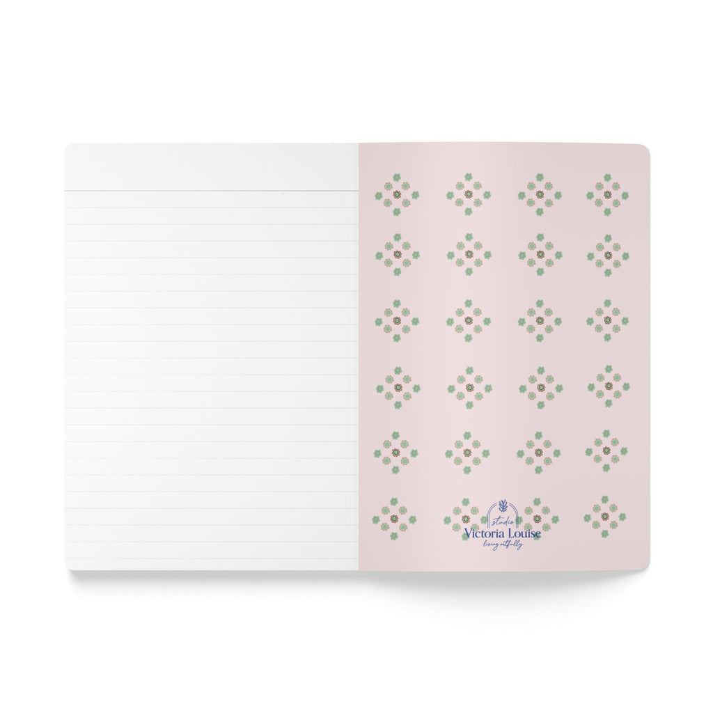 Pink Floral Pattern Softcover Journal | Rose Motif Notebook