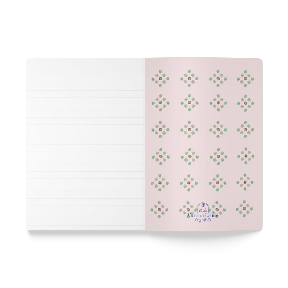 Pink Floral Pattern Softcover Journal | Rose Motif Notebook