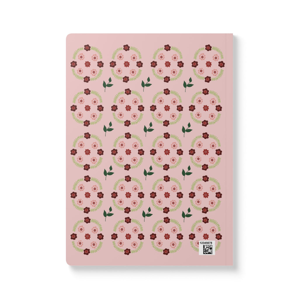 Pink Floral Pattern Softcover Journal | Rose Motif Notebook