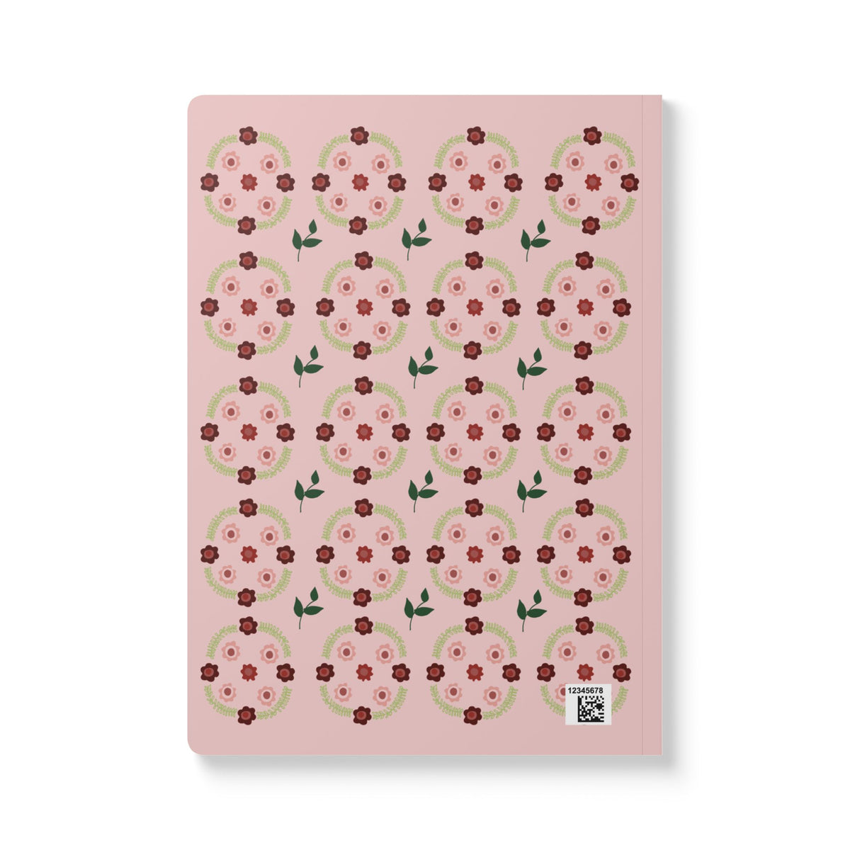 Pink Floral Pattern Softcover Journal | Rose Motif Notebook