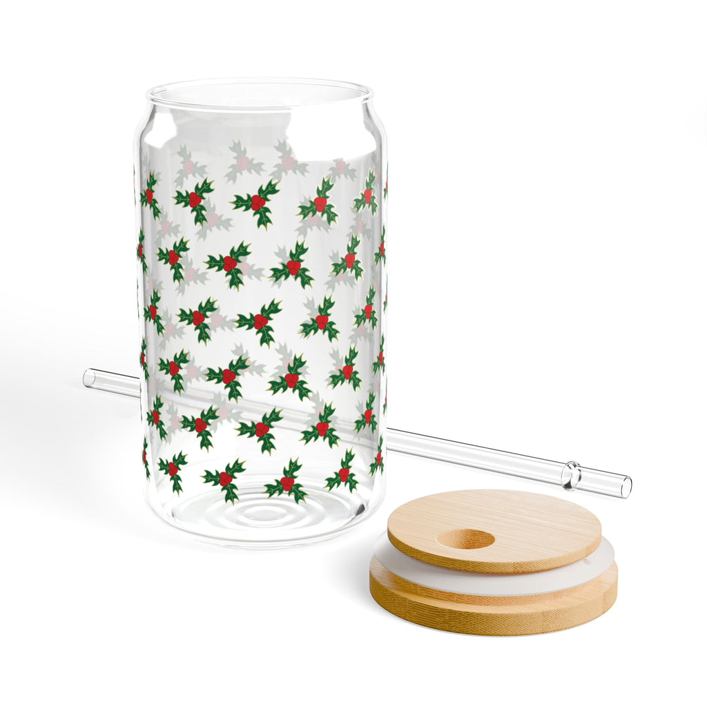 Holly Berry Pattern Sipper Glass