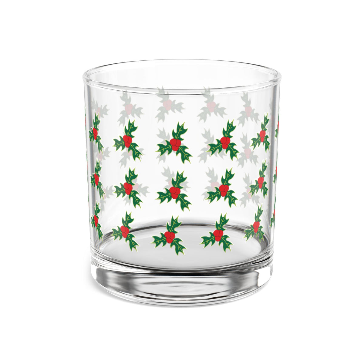 Holly Berry Pattern Rocks Glass, 10oz