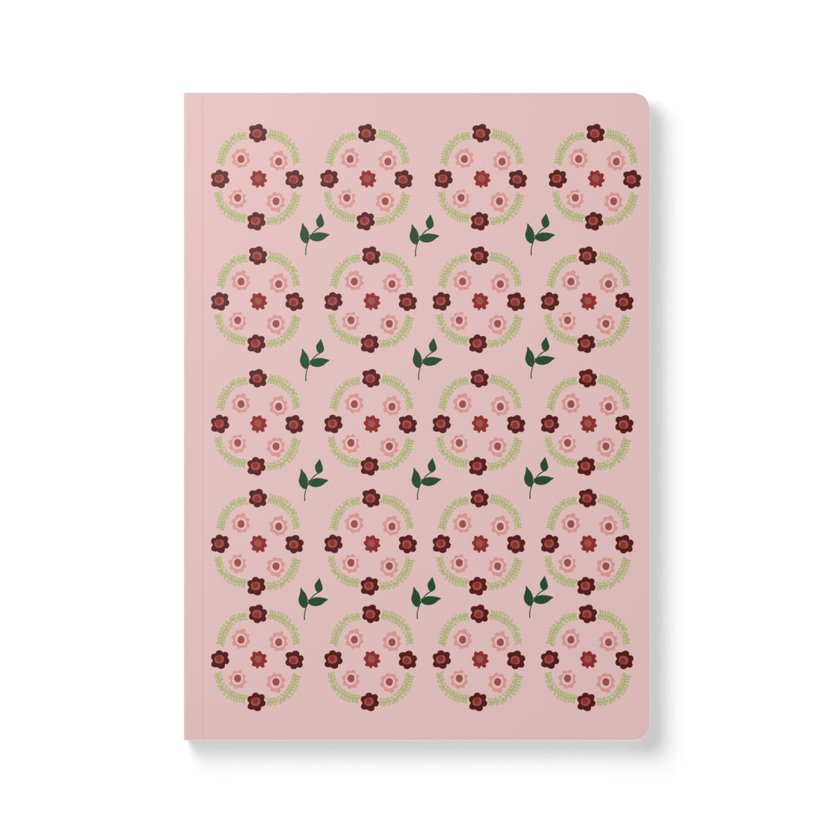 Pink Floral Pattern Softcover Journal | Rose Motif Notebook