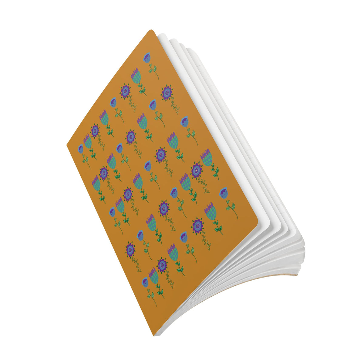 Funky Floral Pattern Journal softcover notebook | Boho Flower Grid