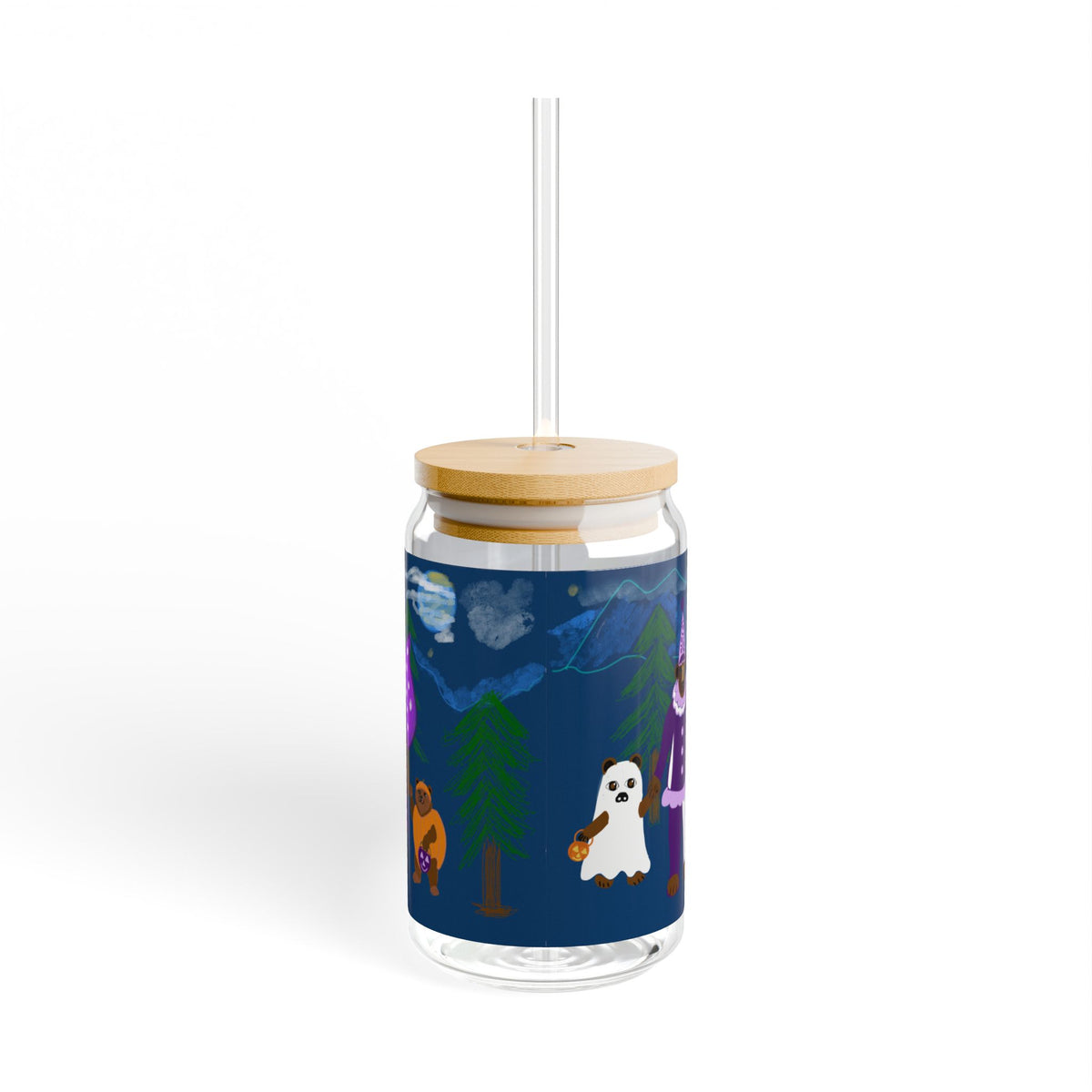 Halloween Bears in Costumes Glass Can  16oz