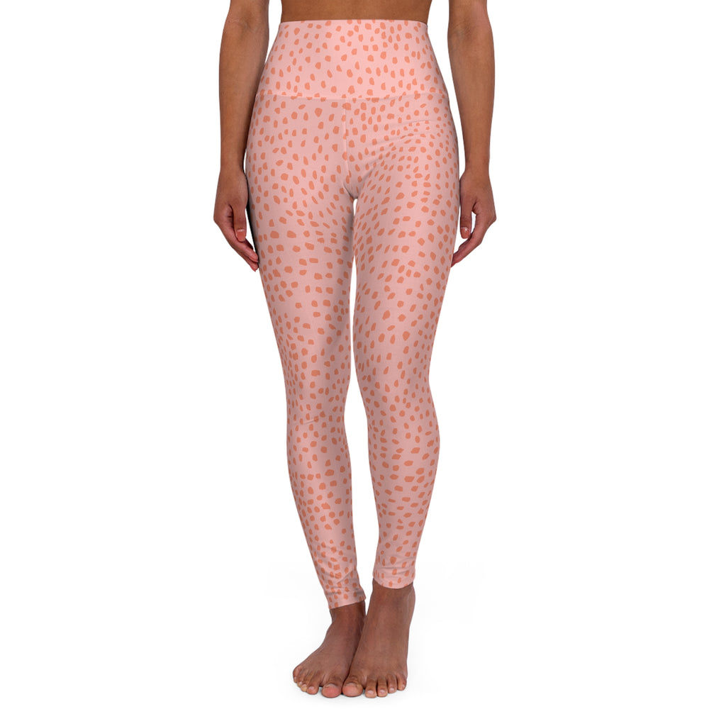 Pink Trout Spot  Hand Designed  High Waisted Leggings
