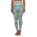 Lavender Butterfly Floral High Waisted Leggings | Botanical Yoga Leggings