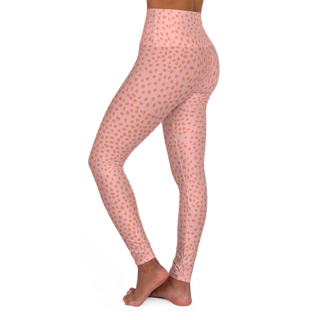 Pink Trout Spot  Hand Designed  High Waisted Leggings