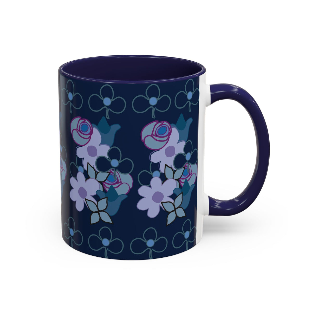 Floral Accent Coffee Mug, Elegant Tea Cup, Gift for Her, Rose Design Mug, Home Decor Coffee Cup, Birthday Present, Flower Lover Gift