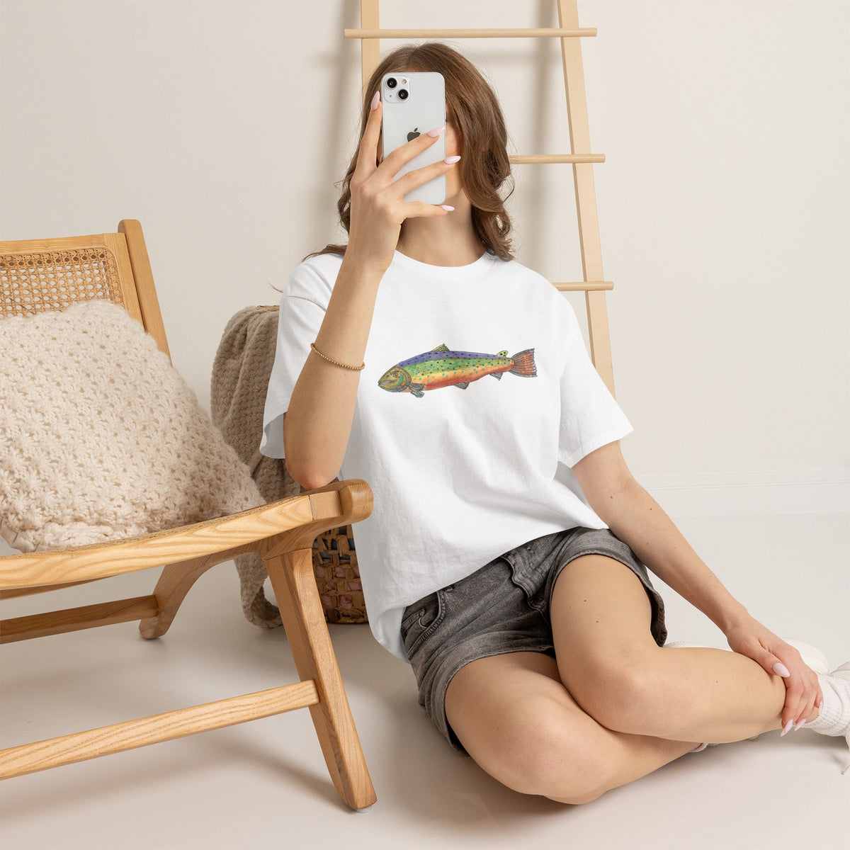 Personalizable Rainbow Trout T-Shirt Hand painted design Angler Shirt /personizable