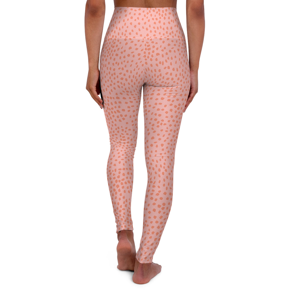 Pink Trout Spot  Hand Designed  High Waisted Leggings