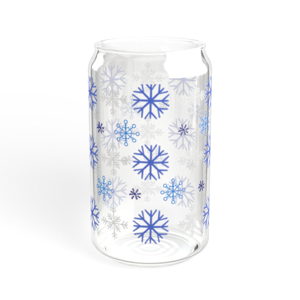 Snowflake glass sipping can  16oz