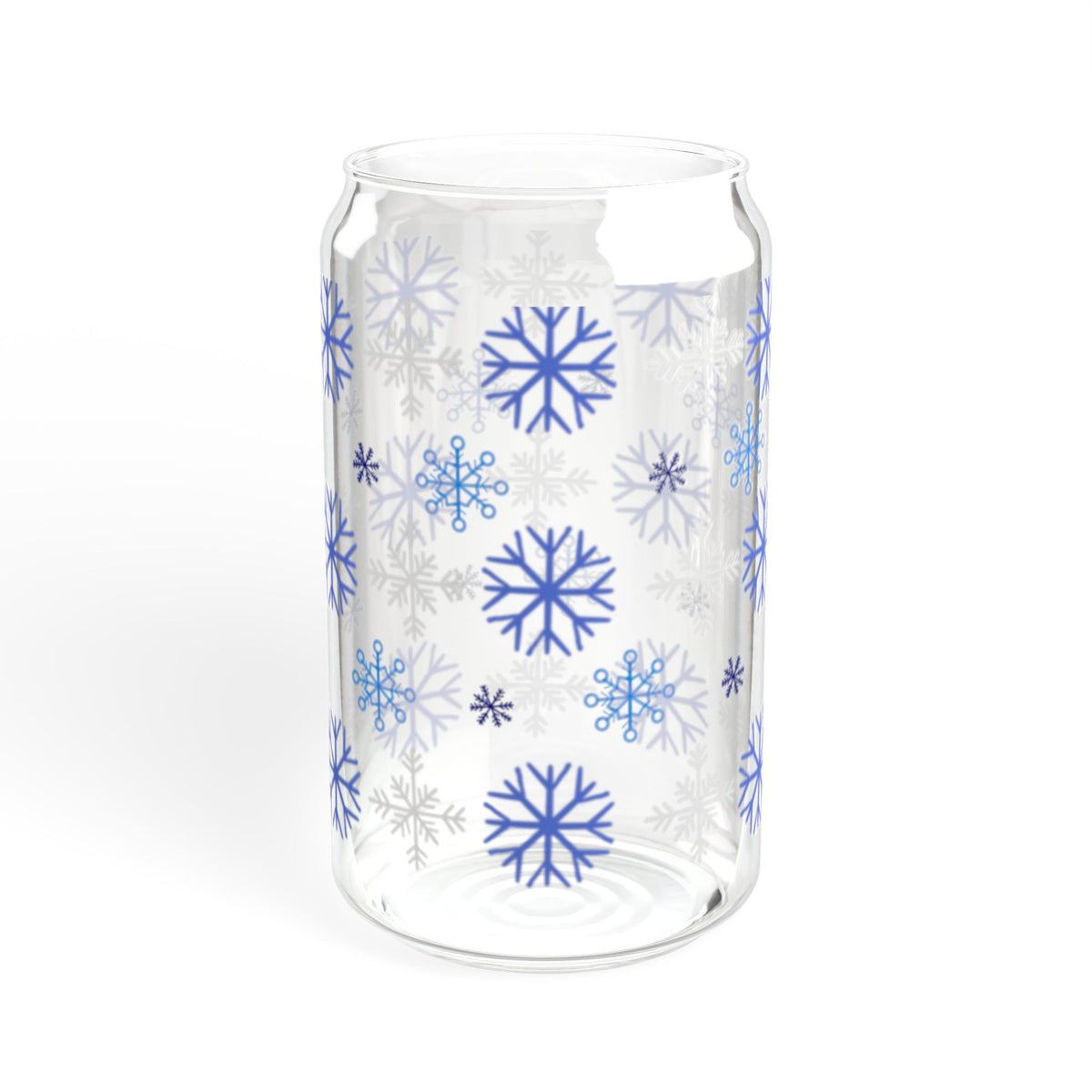 Snowflake glass sipping can  16oz