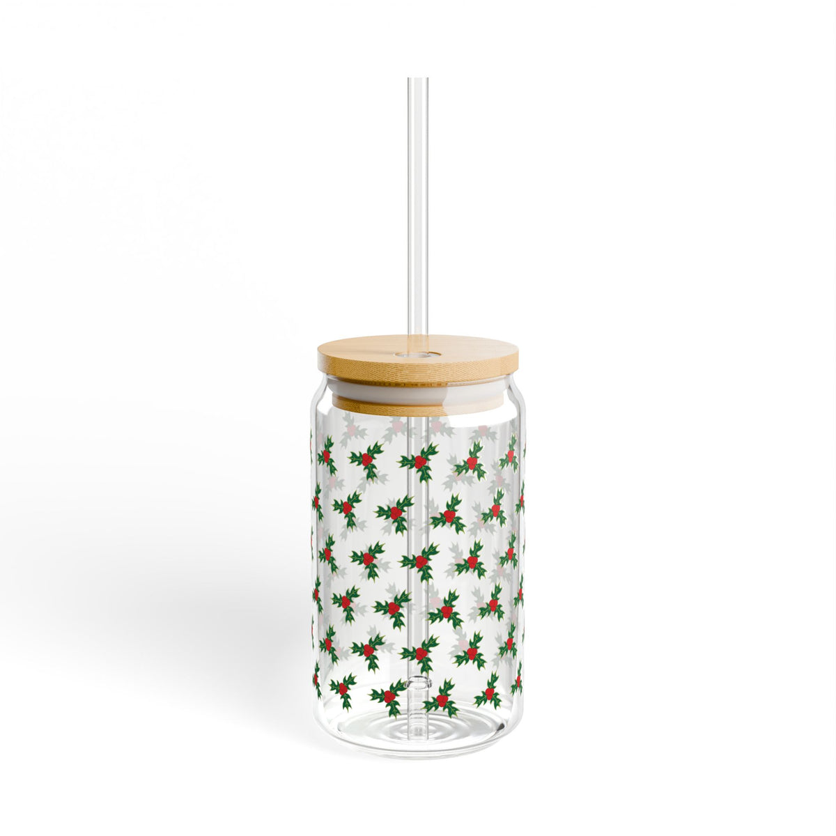 Holly Berry Pattern Sipper Glass