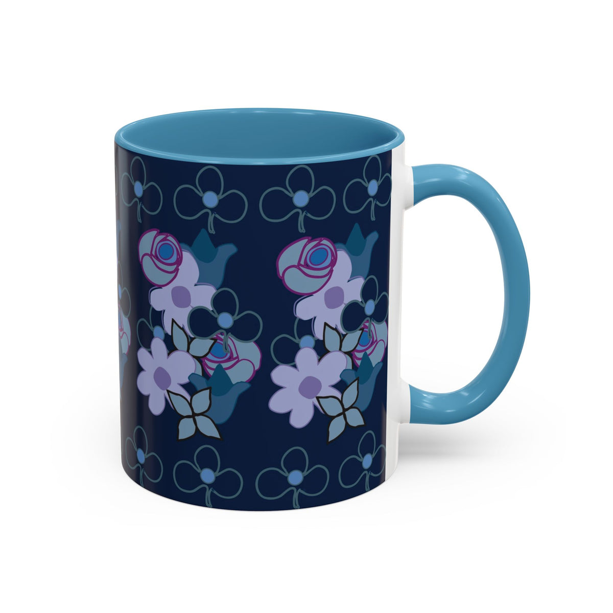 Floral Accent Coffee Mug, Elegant Tea Cup, Gift for Her, Rose Design Mug, Home Decor Coffee Cup, Birthday Present, Flower Lover Gift