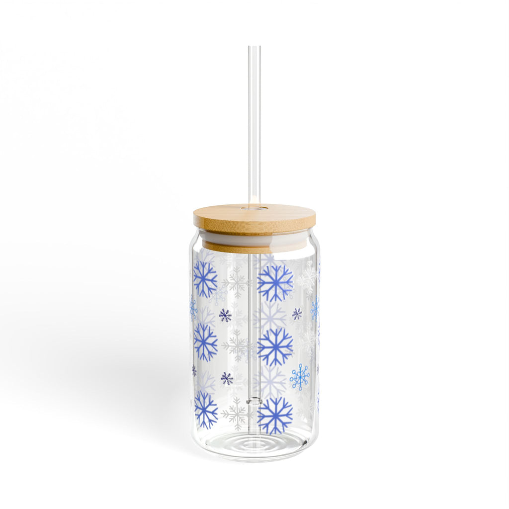 Snowflake glass sipping can  16oz