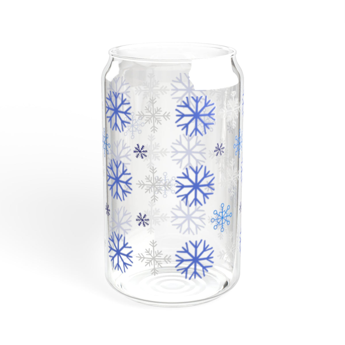 Snowflake glass sipping can  16oz