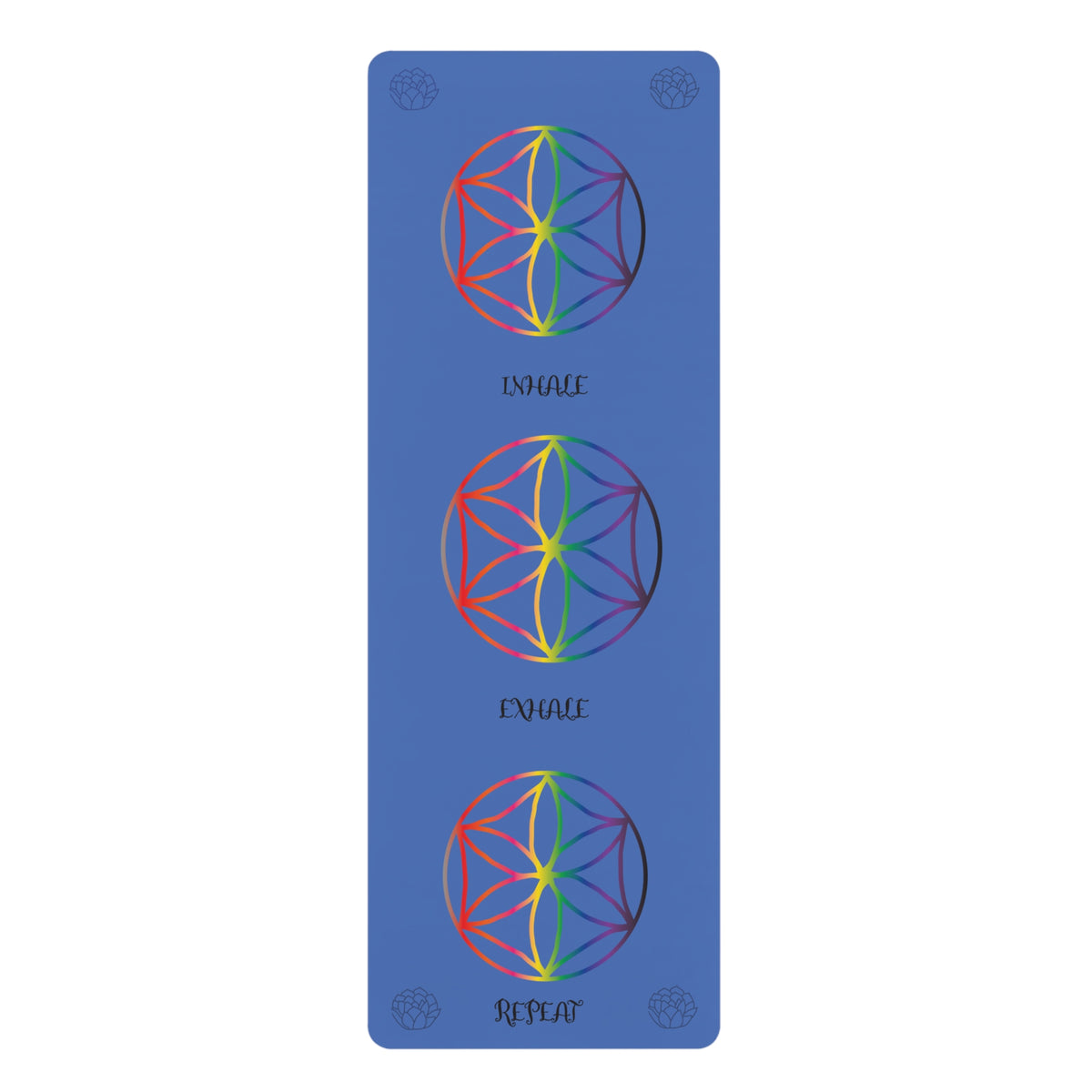 Rainbow Seed of Life Yoga Mat | Rubber Yoga Mat, Inhale Exhale Repeat Alignment