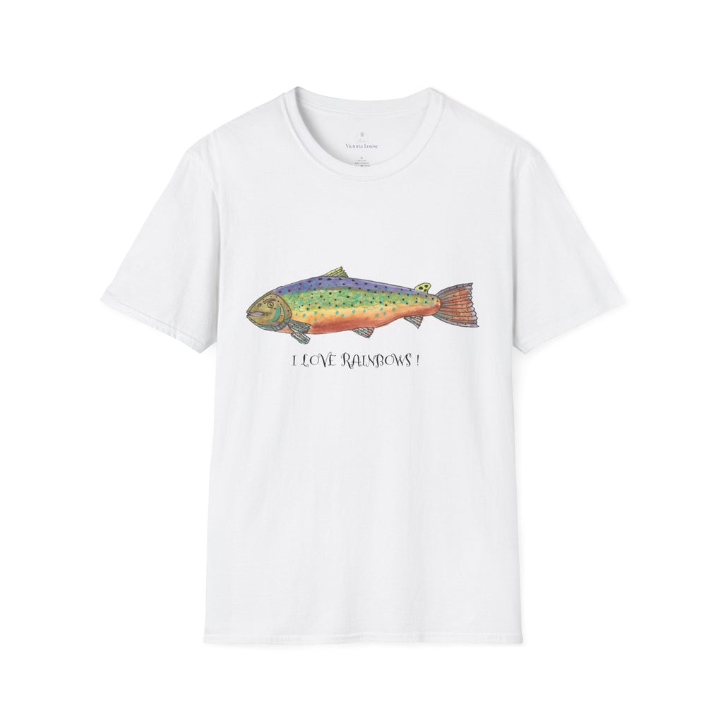 Rainbow Trout Illustration T-Shirt | with " I Love Rainbows "