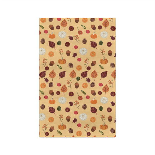 Autumn Leaves, Acorns and Pumpkins Hand Designed Microfiber Tea Towel