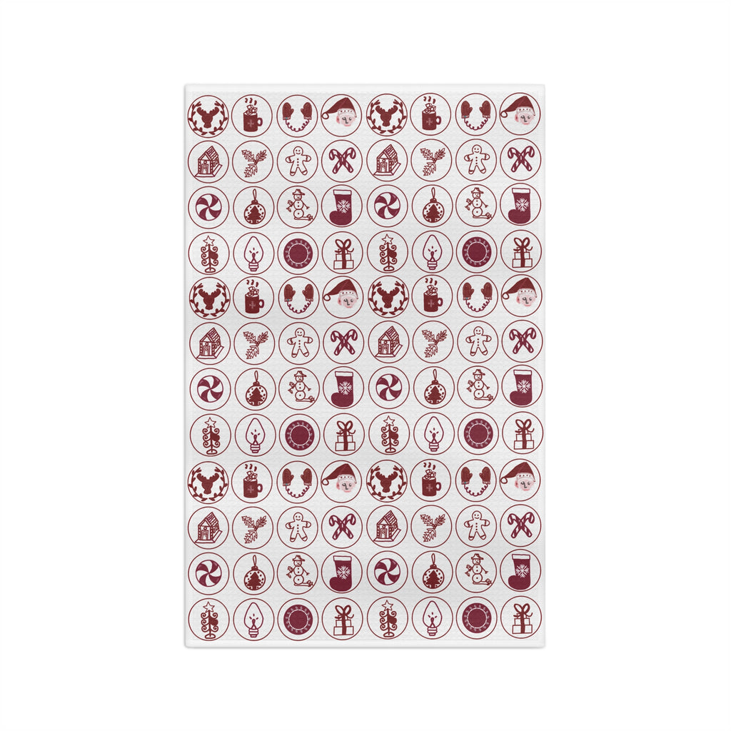 Vintage Red Holiday Motif Hand Designed Kitchen Microfiber Tea Towel