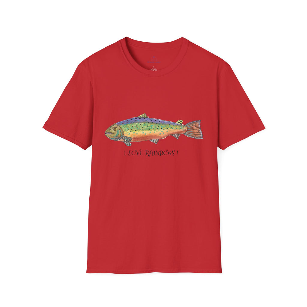 Rainbow Trout Illustration T-Shirt | with " I Love Rainbows "