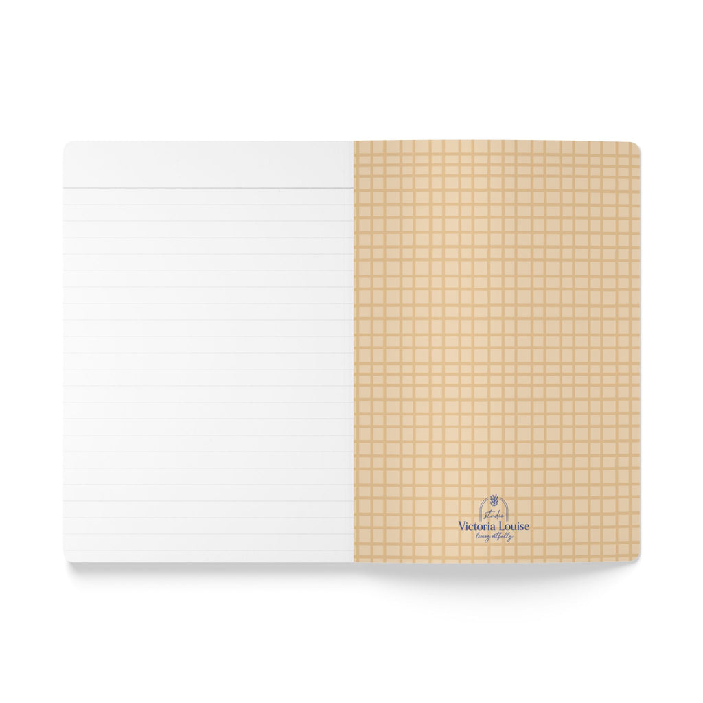 Funky Floral Pattern Journal softcover notebook | Boho Flower Grid