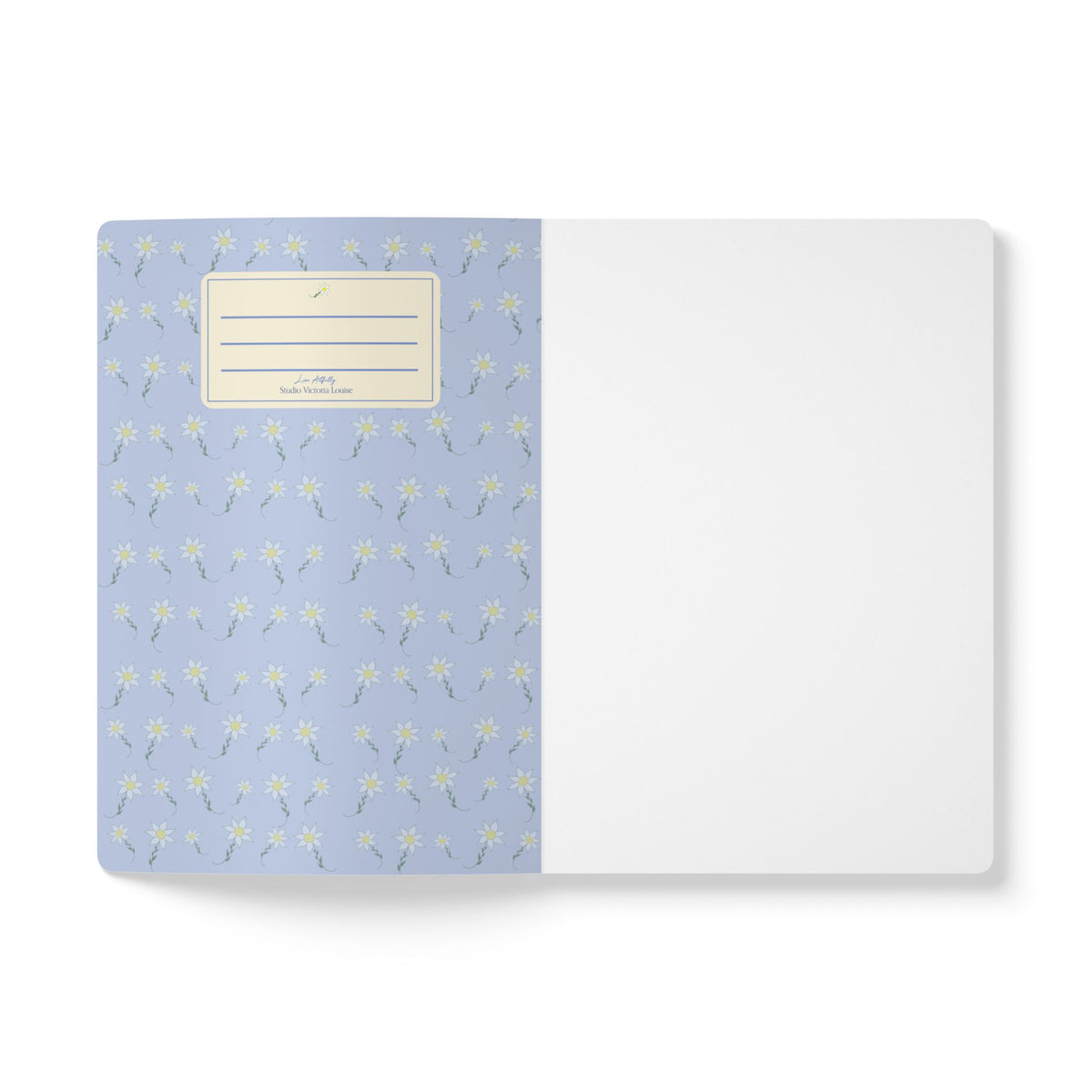 Blue Daisy Pattern Journal Softcover Notebook | Floral Pocket Notebook