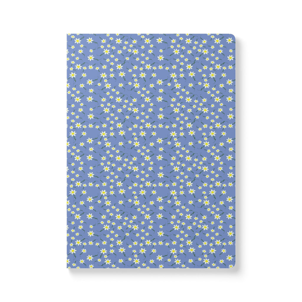 Blue Daisy Pattern Journal Softcover Notebook | Floral Pocket Notebook