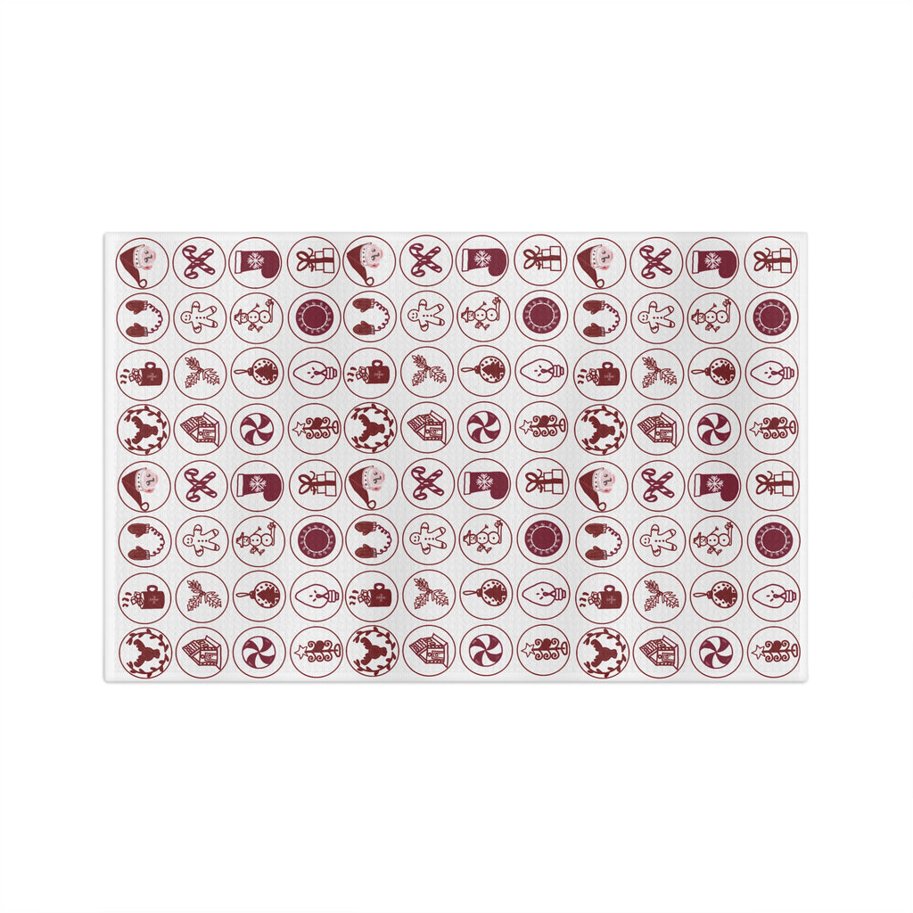 Vintage Red Holiday Motif Hand Designed Kitchen Microfiber Tea Towel