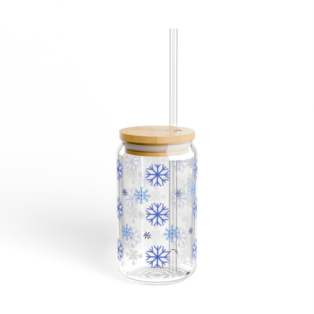 Snowflake glass sipping can  16oz
