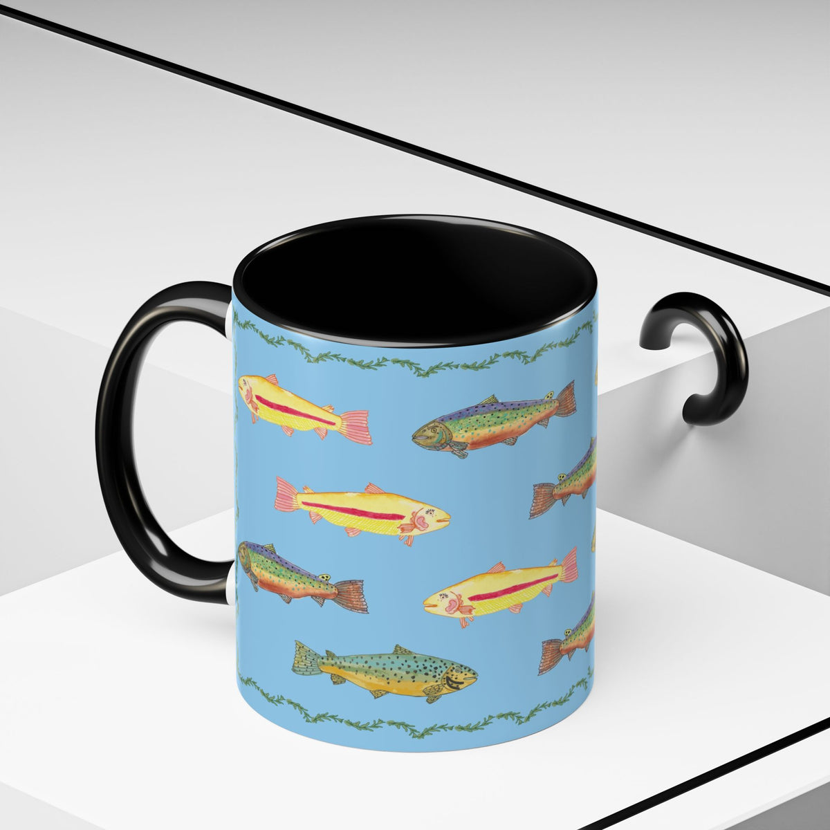 Rainbow Trout Pattern Mug | Accent Coffee Mug