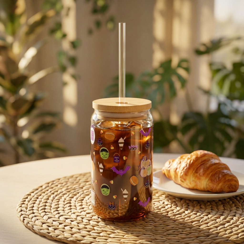 Halloween themed glass sippingcan