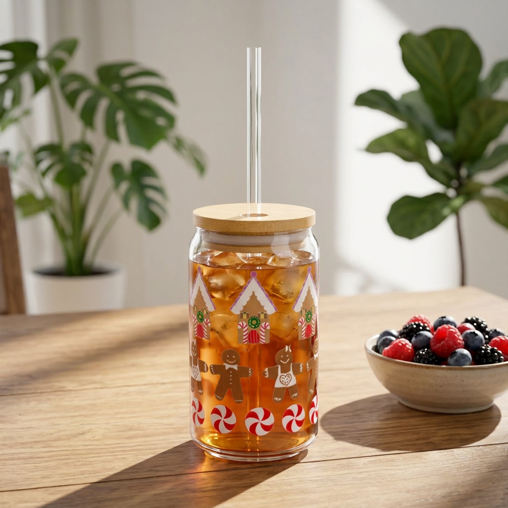Gingerbread Houses and Cookies Sipper Glass