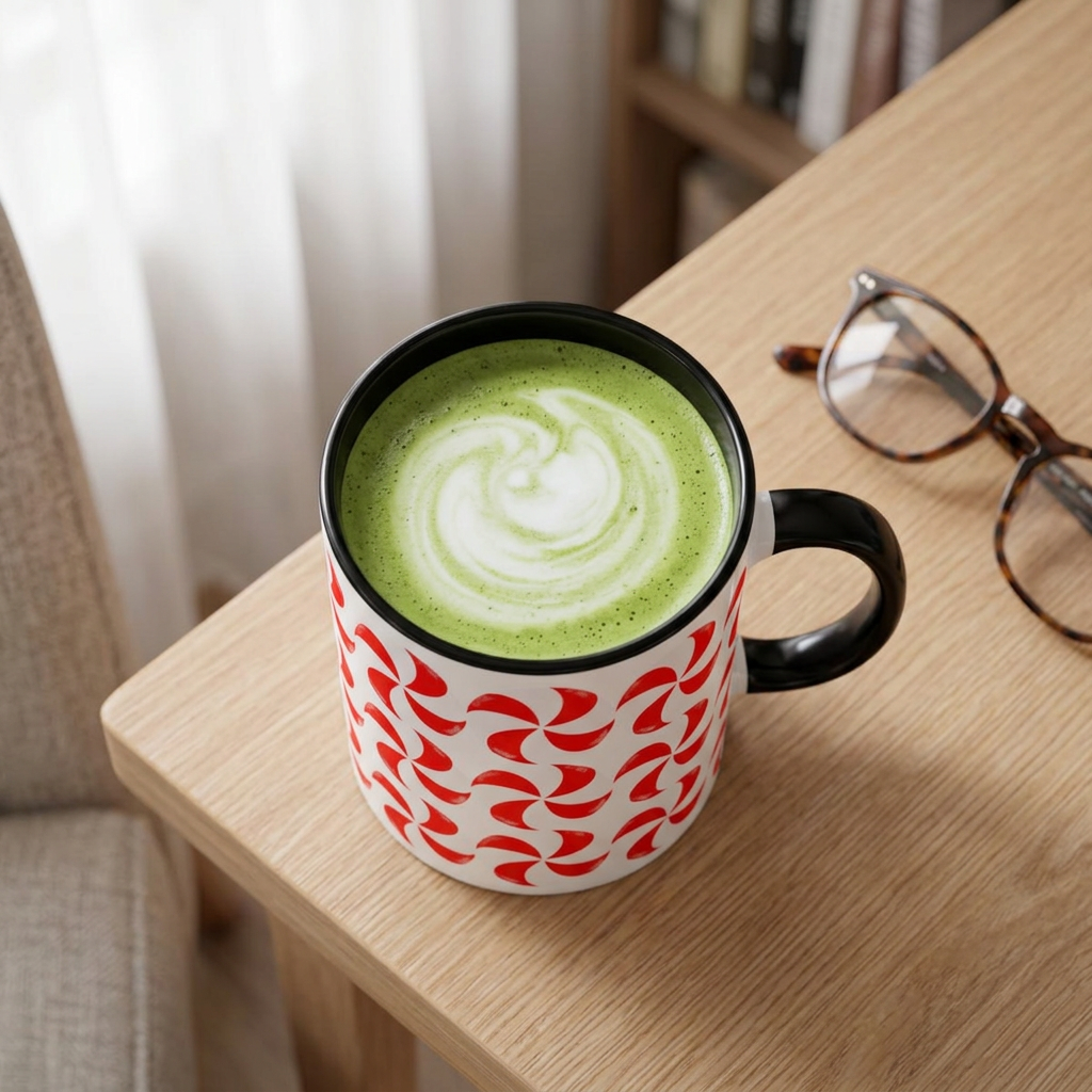 Red Peppermint Swirl Pattern Mug | Ceramic Coffee Cup