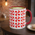 Red Peppermint Swirl Pattern Mug | Ceramic Coffee Cup