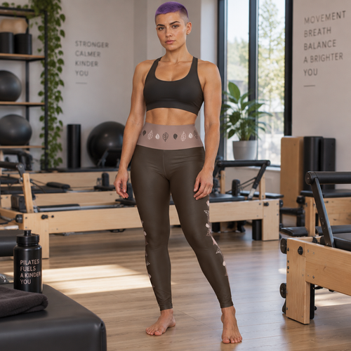 Autumn themed Leaf Motif High Waisted Athletic Leggings
