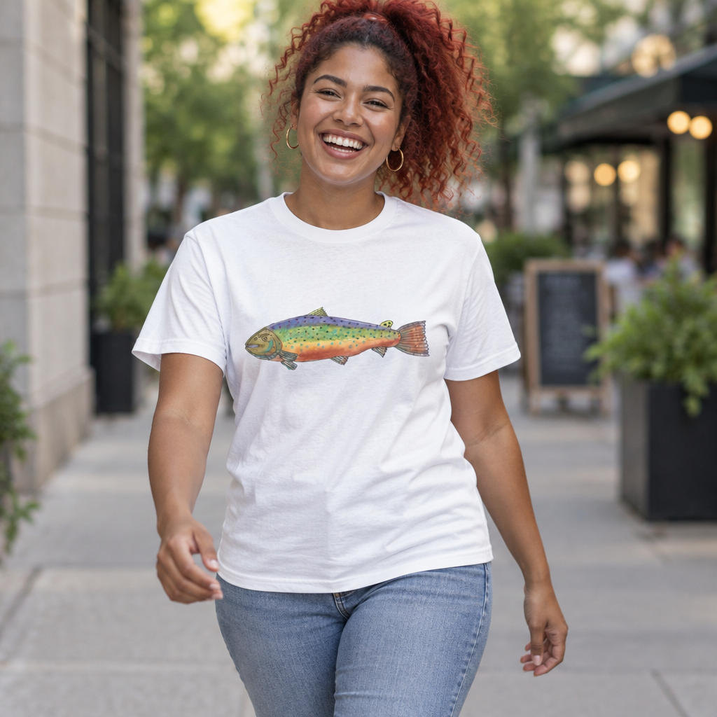 Personalizable Rainbow Trout T-Shirt Hand painted design Angler Shirt /personizable