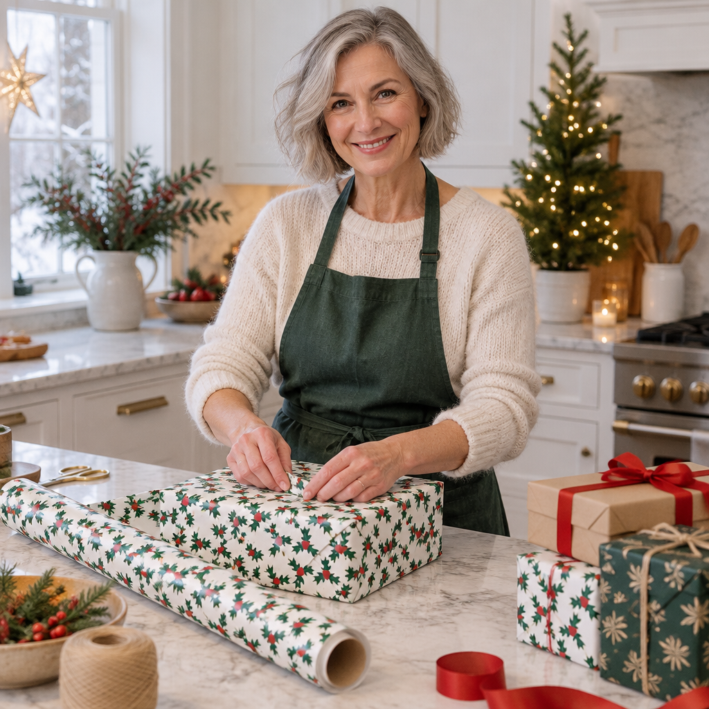 Holly and Berry Hand Designed Pattern Wrapping Paper