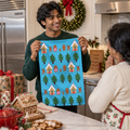 Christmas Gingerbread Village and Tree Pattern Microfiber Tea Towel
