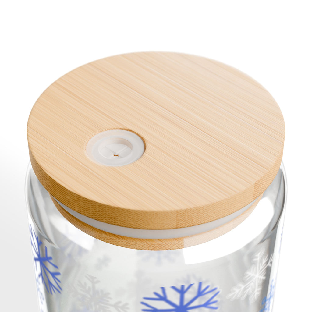 Snowflake glass sipping can  16oz