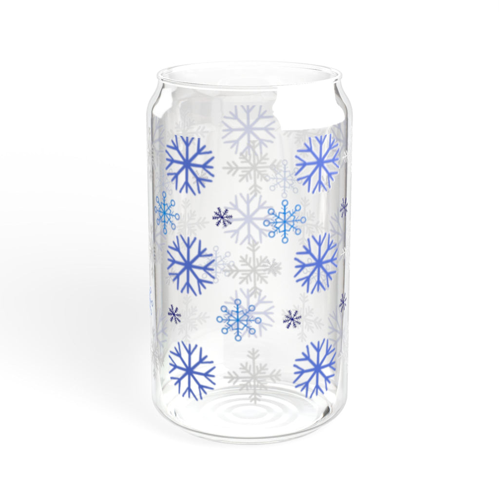 Snowflake glass sipping can  16oz