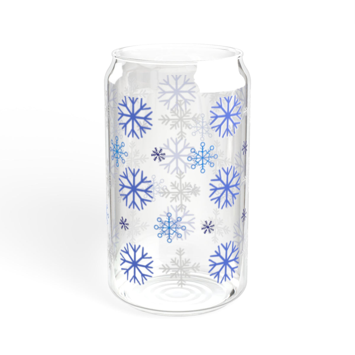 Snowflake glass sipping can  16oz