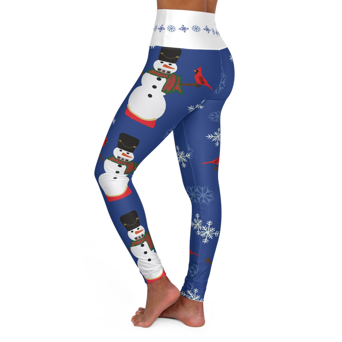Snowman and Cardinals Leggings | High Waisted Yoga Leggings