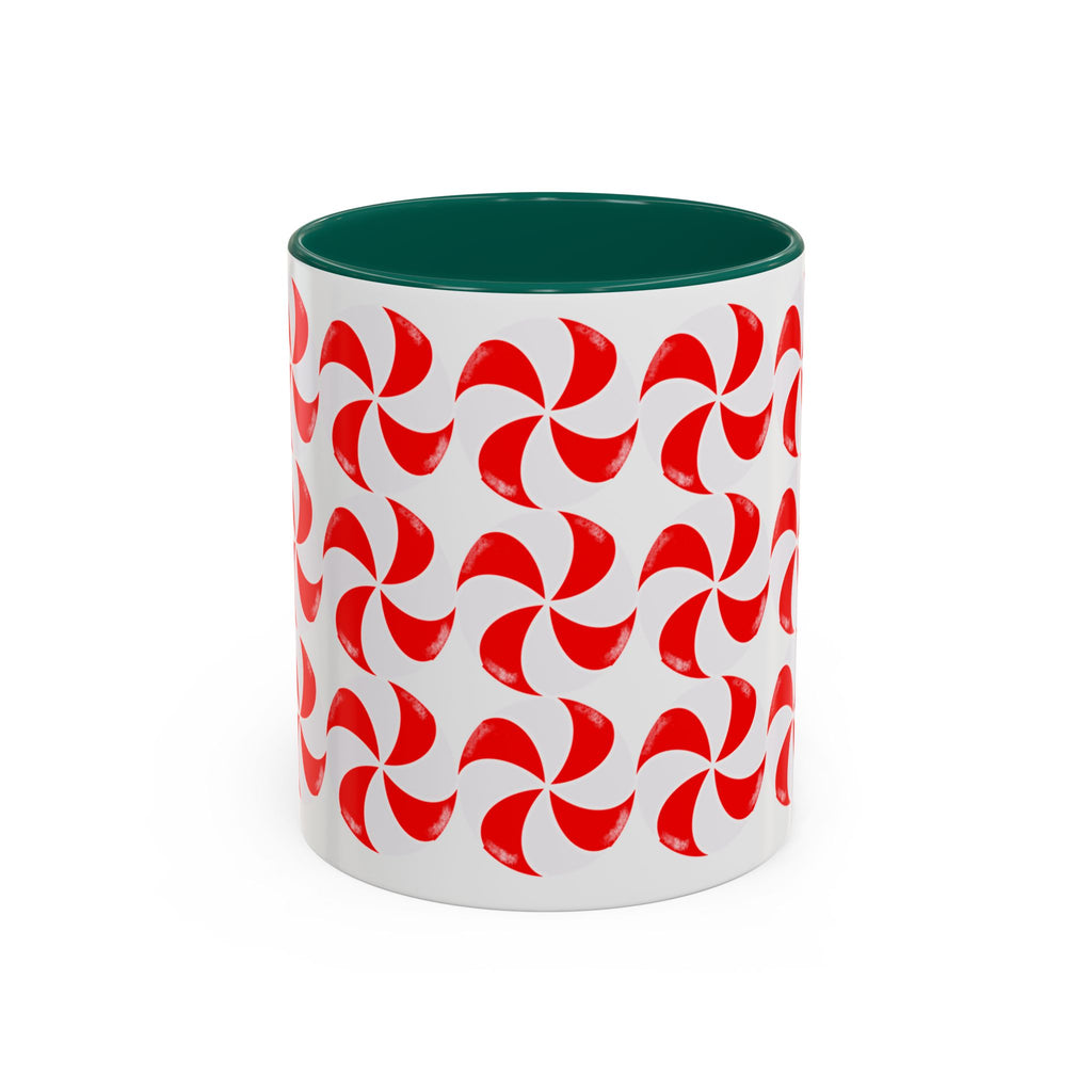 Red Peppermint Swirl Pattern Mug | Ceramic Coffee Cup