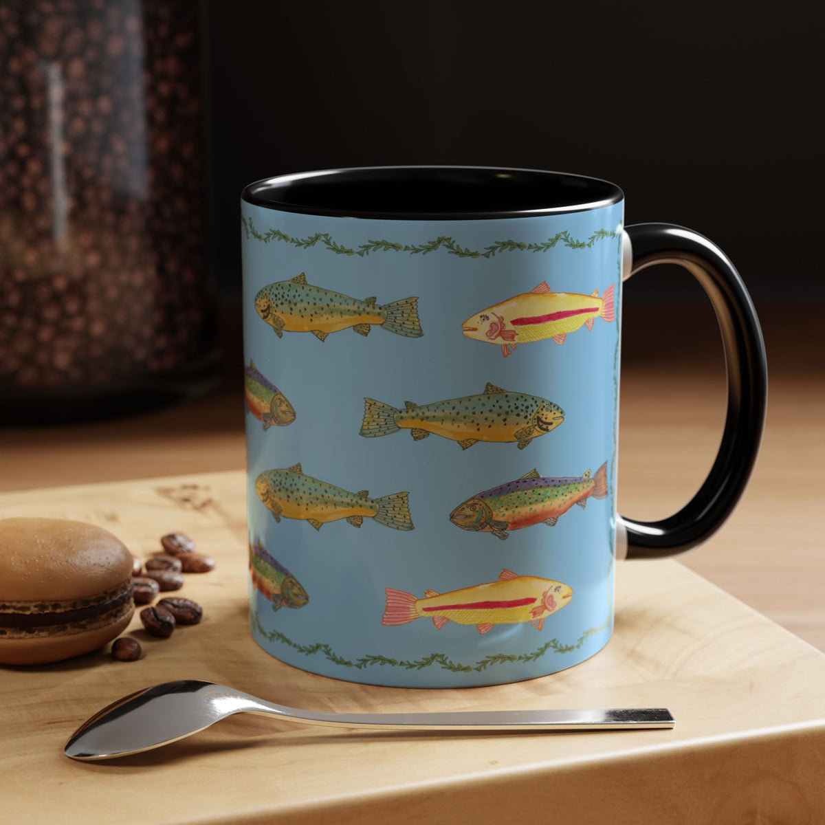 Rainbow Trout Pattern Mug | Accent Coffee Mug