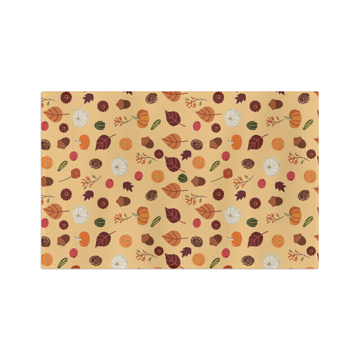 Autumn Leaves, Acorns and Pumpkins Hand Designed Microfiber Tea Towel