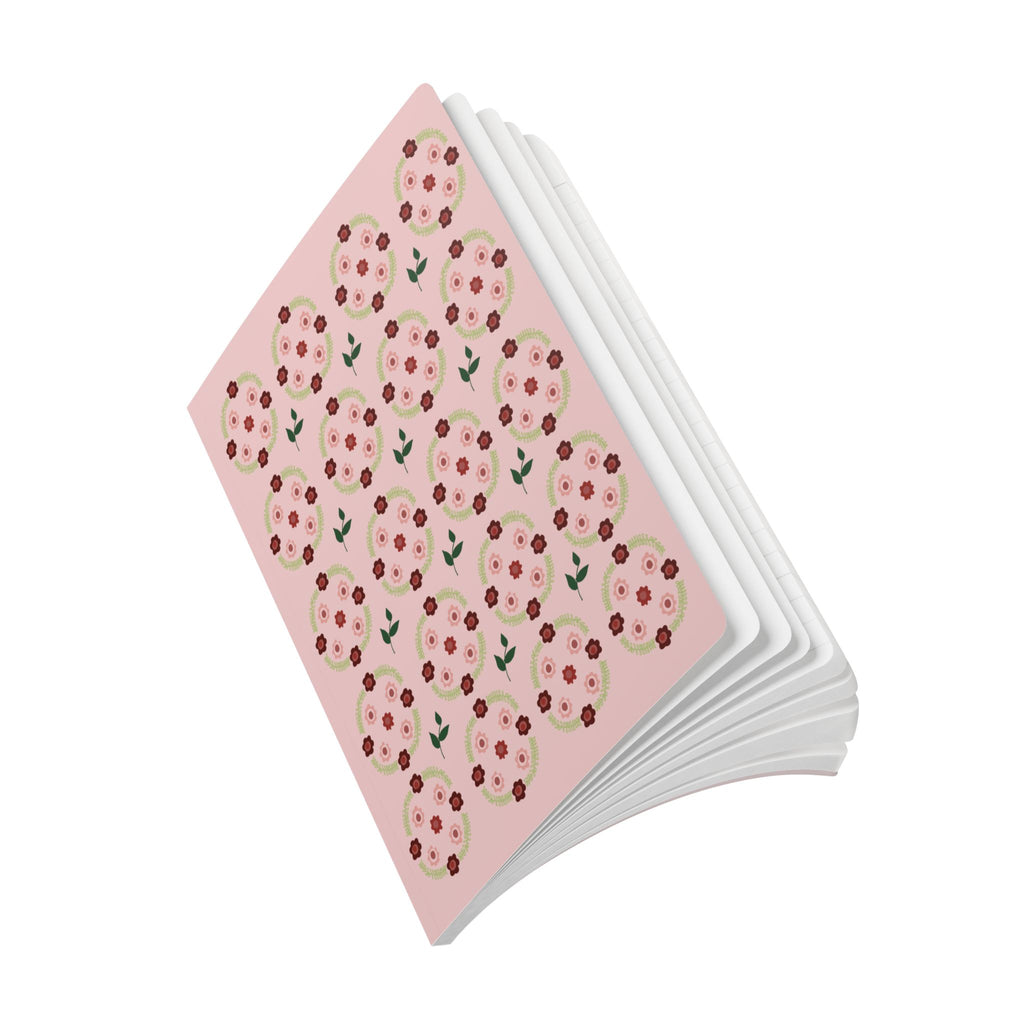 Pink Floral Pattern Softcover Journal | Rose Motif Notebook
