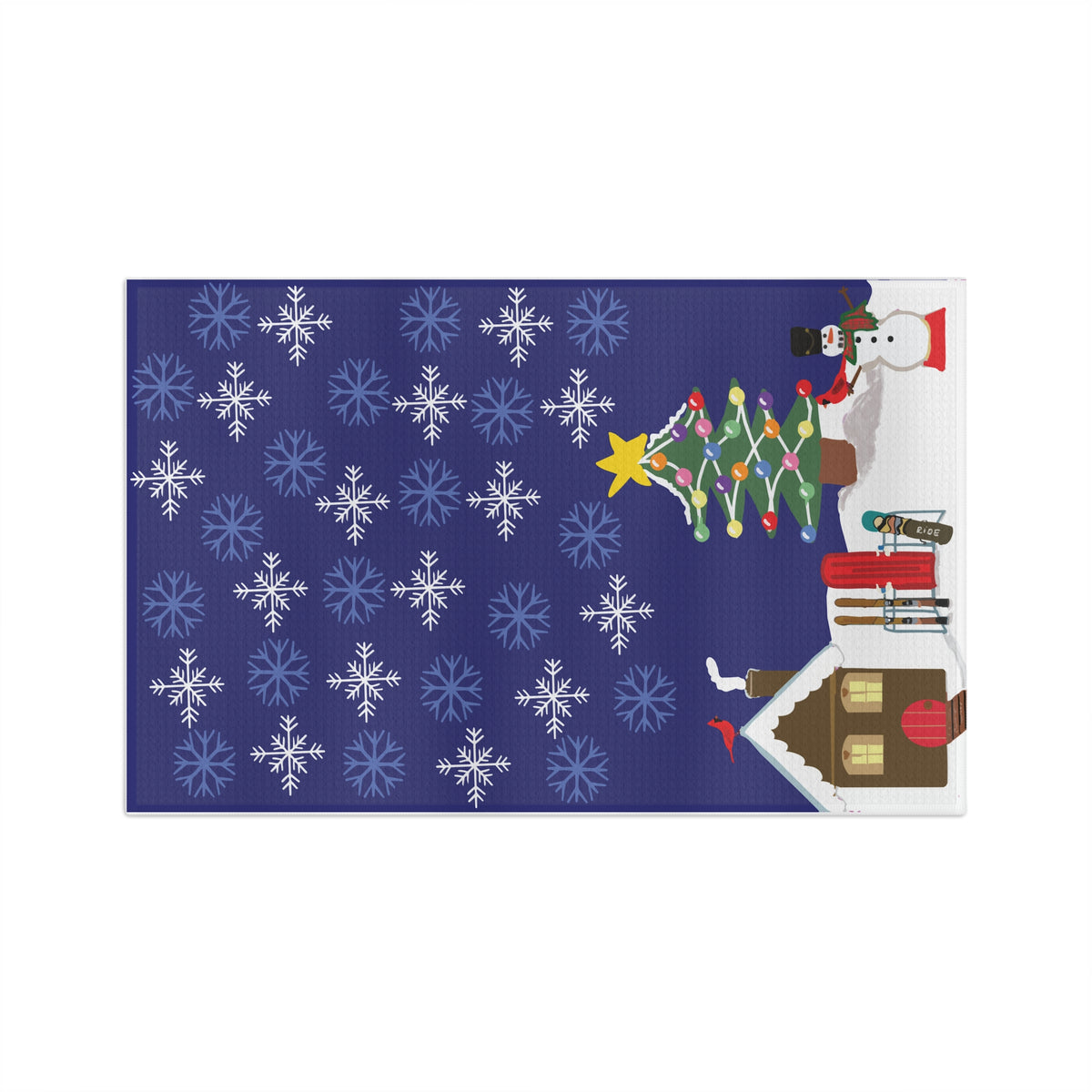 Snowman-Ski Holiday Hand Designed Tea Towel